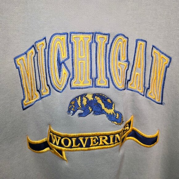 Vintage 90s University Michigan Wolverines Sweatshirt Crable Sport L - Picture 2 of 8